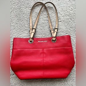 MICHAEL by Michael Kors Bedford Medium Pebbled Leather Tote - Bright Red